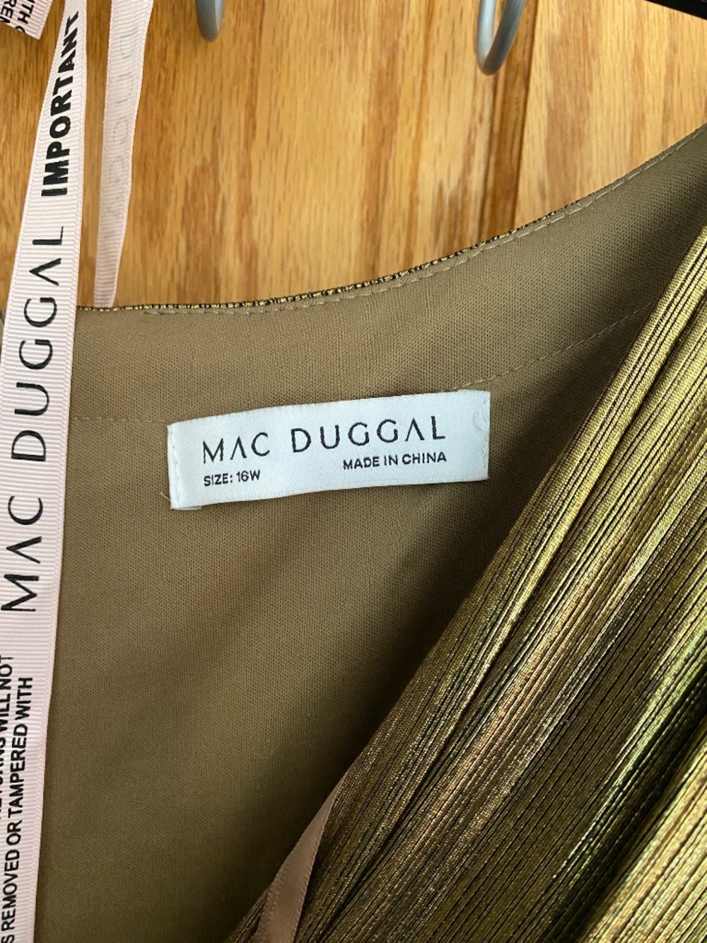 Mac Duggal Style 49073 Size 16W Metallic Bronze Faux-Wrap Evening Gown - Picture 5 of 6